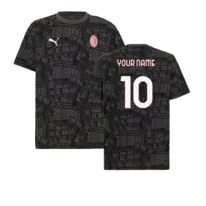 2025-2026 AC Milan ftblCulture Tee AOP (Black) (Your Name)