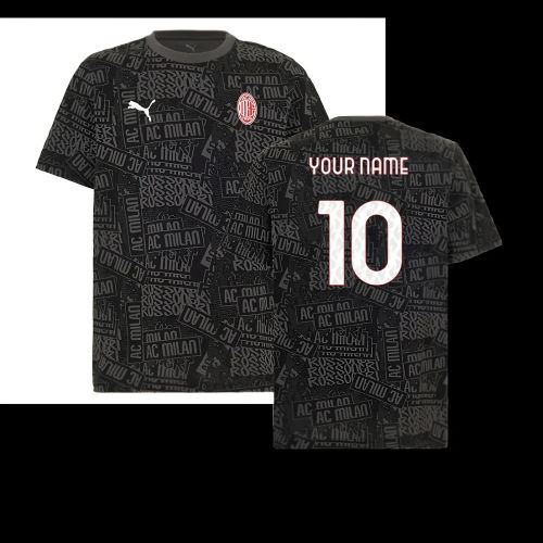 2025-2026 AC Milan ftblCulture Tee AOP (Black) (Your Name)