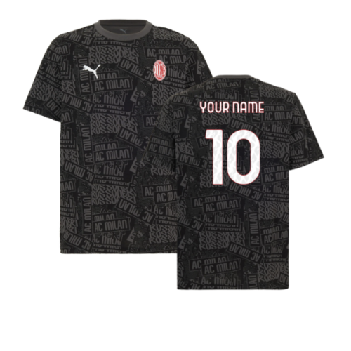 2025-2026 AC Milan ftblCulture Tee AOP (Black) (Your Name)