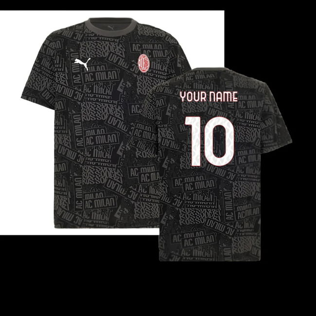 2025-2026 AC Milan ftblCulture Tee AOP (Black) (Your Name)