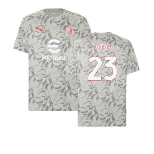 2025-2026 AC Milan Warm Up Jersey (Smokey Gray) (Tomori 23)
