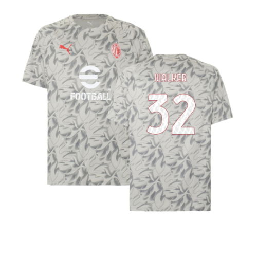 2025-2026 AC Milan Warm Up Jersey (Smokey Gray) (Walker 32)