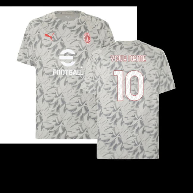 2025-2026 AC Milan Warm Up Jersey (Smokey Gray) (Your Name)