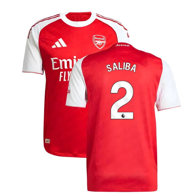 2025-2026 Arsenal Authentic Home Shirt (Saliba 2)