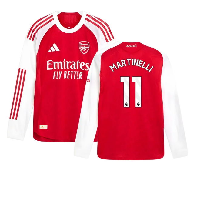2025-2026 Arsenal Authentic Long Sleeve Home Shirt (Martinelli 11)