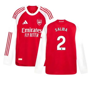 2025-2026 Arsenal Authentic Long Sleeve Home Shirt (Saliba 2)
