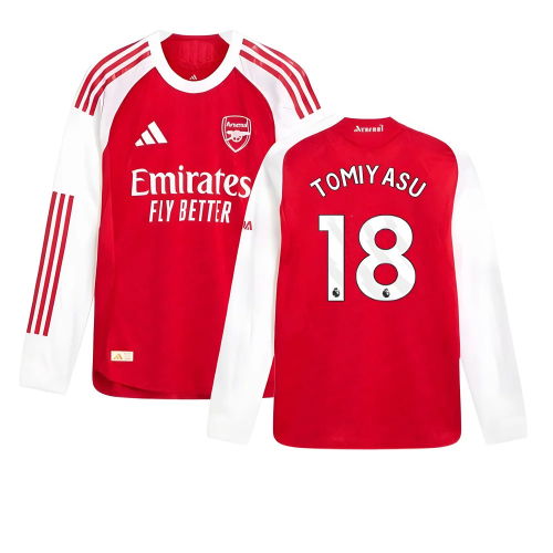 2025-2026 Arsenal Authentic Long Sleeve Home Shirt (Tomiyasu 18)