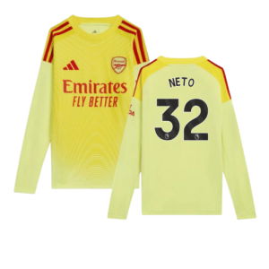 2025-2026 Arsenal Home Goalkeeper Shirt (Yellow) - Kids (Neto 32)