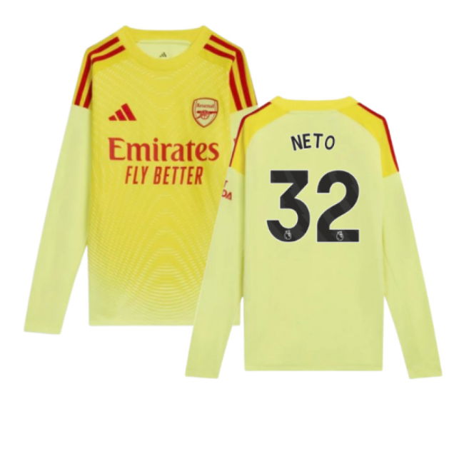 2025-2026 Arsenal Home Goalkeeper Shirt (Yellow) - Kids (Neto 32)