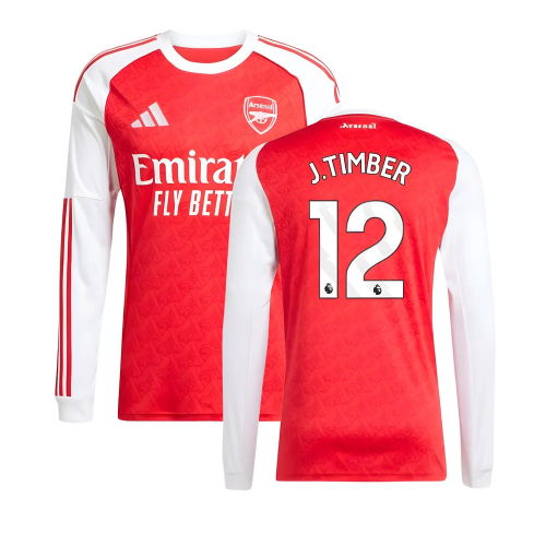 2025-2026 Arsenal Long Sleeve Home Shirt (J.Timber 12)