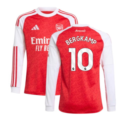 2025-2026 Arsenal Long Sleeve Home Shirt (Kids) (Bergkamp 10)