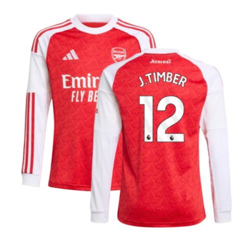 2025-2026 Arsenal Long Sleeve Home Shirt (Kids) (J.Timber 12)