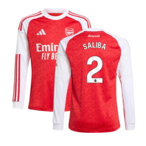 2025-2026 Arsenal Long Sleeve Home Shirt (Kids) (Saliba 2)
