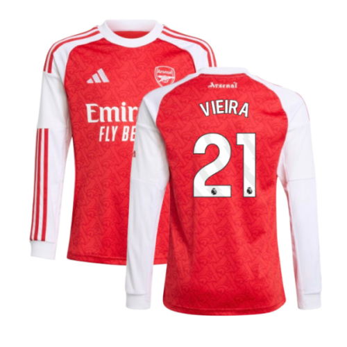 2025-2026 Arsenal Long Sleeve Home Shirt (Kids) (Vieira 21)