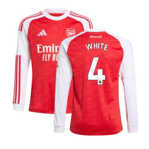 2025-2026 Arsenal Long Sleeve Home Shirt (Kids) (White 4)