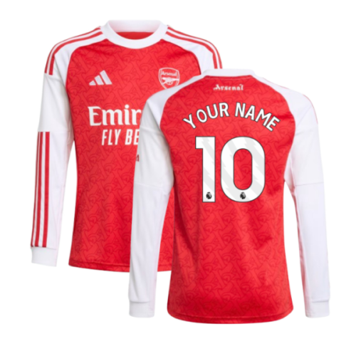 2025-2026 Arsenal Long Sleeve Home Shirt (Kids) (Your Name)