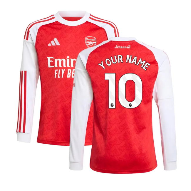2025-2026 Arsenal Long Sleeve Home Shirt (Kids) (Your Name)
