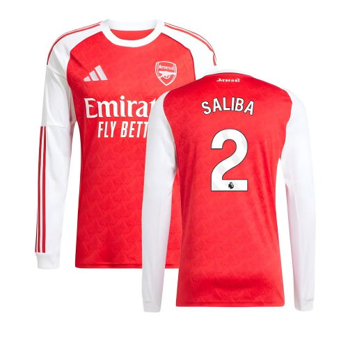 2025-2026 Arsenal Long Sleeve Home Shirt (Saliba 2)