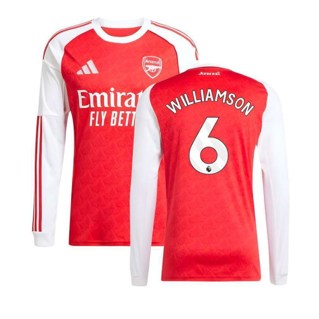 2025-2026 Arsenal Long Sleeve Home Shirt (Williamson 6)
