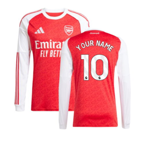 2025-2026 Arsenal Long Sleeve Home Shirt (Your Name)