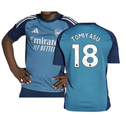 2025-2026 Arsenal Training Shirt (Blanch Blue) - Kids (Tomiyasu 18)