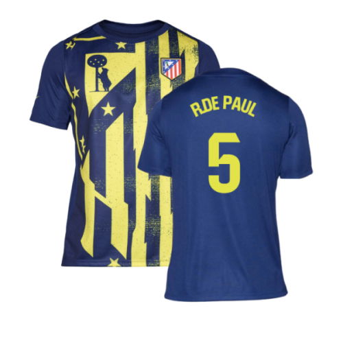 2025-2026 Atletico Madrid Pre-Match Shirt (Blue-Yellow) (R.De Paul 5)