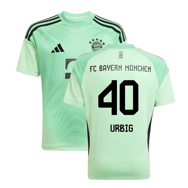 2025-2026 Bayern Munich Home Goalkeeper Shirt (Glory Mint) - Kids (Urbig 40)