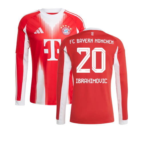 2025-2026 Bayern Munich Long Sleeve Home Shirt (Ibrahimovic 20)