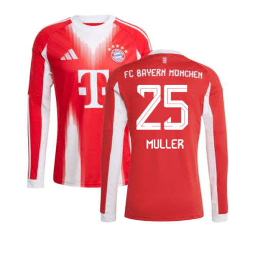 2025-2026 Bayern Munich Long Sleeve Home Shirt (Muller 25)