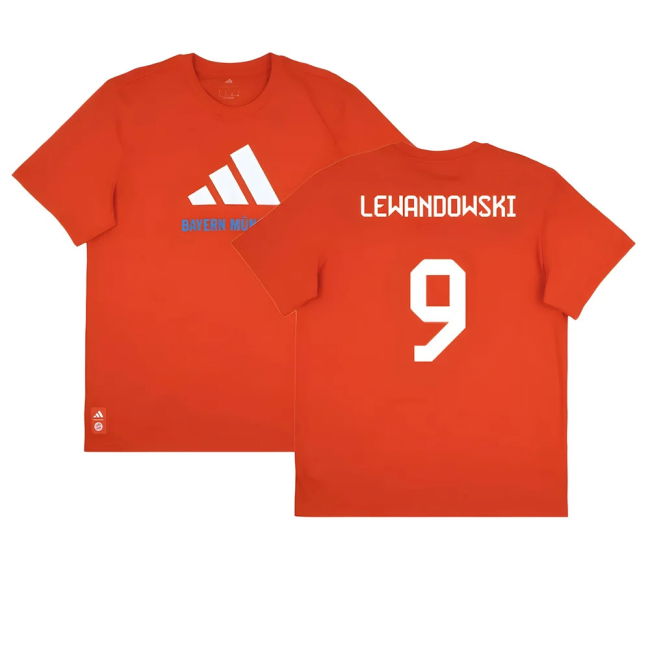 2025-2026 Bayern Munich Seasonal Graphic Tee (Red) (Lewandowski 9)