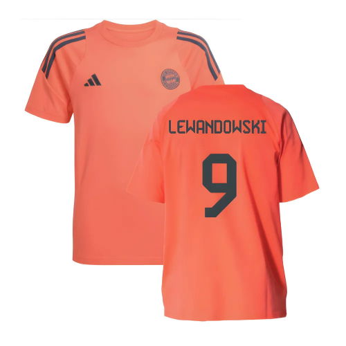 2025-2026 Bayern Munich Training Tee (Easy Coral) - Kids (Lewandowski 9)