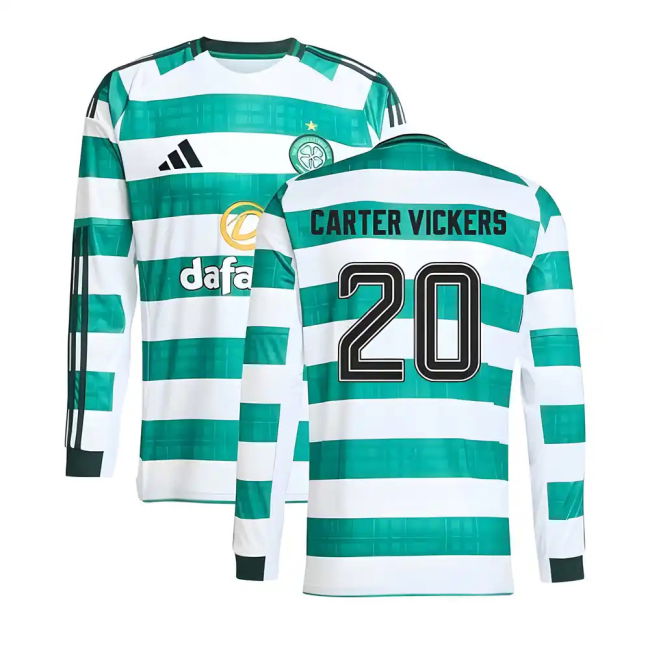 2025-2026 Celtic Long Sleeve Home Shirt (Carter Vickers 20)