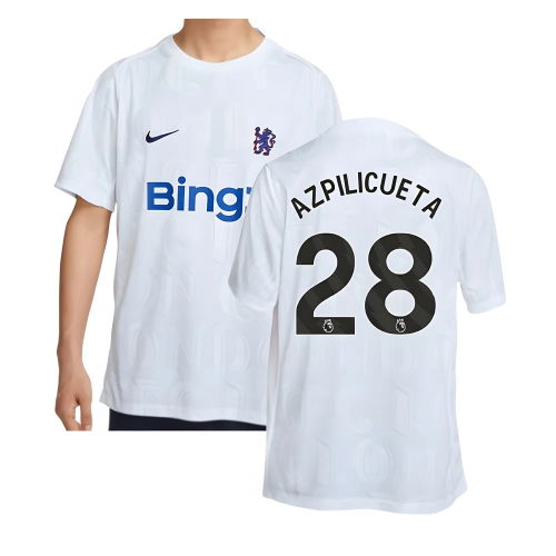 2025-2026 Chelsea Academy Pro Pre-Match Football Top (White) (Azpilicueta 28)  2025-2026 Chelsea Academy Pro Pre-Match Football Top (White) (Azpilicueta 28)