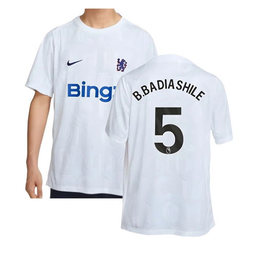 2025-2026 Chelsea Academy Pro Pre-Match Football Top (White) (B.Badiashile 5)