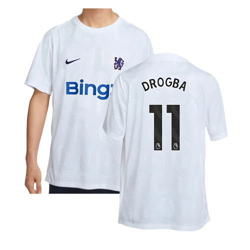 2025-2026 Chelsea Academy Pro Pre-Match Football Top (White) (Drogba 11)