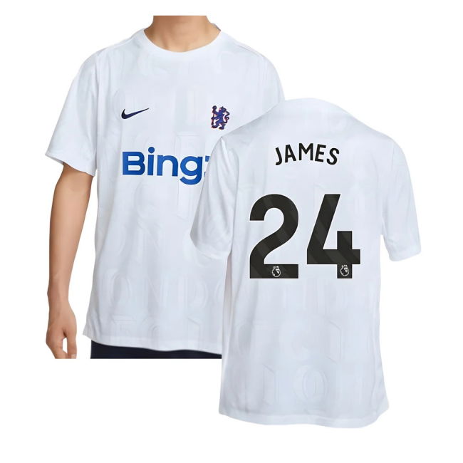 2025-2026 Chelsea Academy Pro Pre-Match Football Top (White) (James 24)