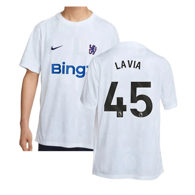2025-2026 Chelsea Academy Pro Pre-Match Football Top (White) (Lavia 45)