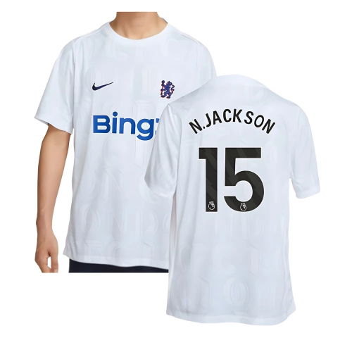 2025-2026 Chelsea Academy Pro Pre-Match Football Top (White) (N.Jackson 15)