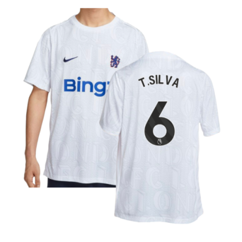 2025-2026 Chelsea Academy Pro Pre-Match Football Top (White) (T.Silva 6)
