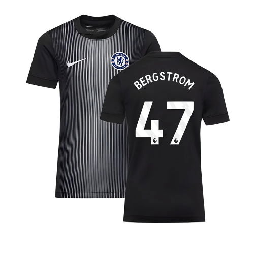 2025-2026 Chelsea Home Goalkeeper Shirt (Black) - Kids (Bergstrom 47)