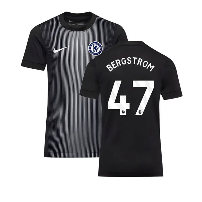 2025-2026 Chelsea Home Goalkeeper Shirt (Black) - Kids (Bergstrom 47)