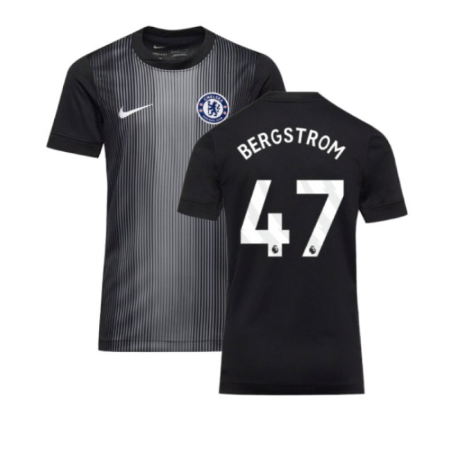 2025-2026 Chelsea Home Goalkeeper Shirt (Black) - Kids (Bergstrom 47)