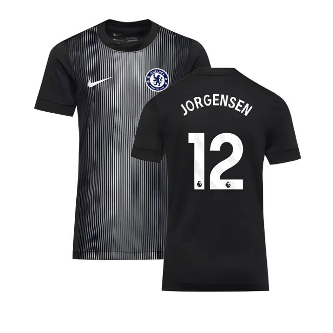 2025-2026 Chelsea Home Goalkeeper Shirt (Black) - Kids (Jorgensen 12)