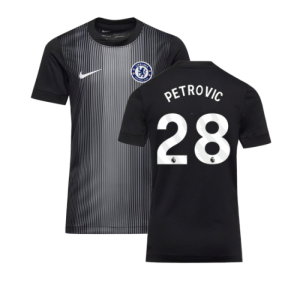 2025-2026 Chelsea Home Goalkeeper Shirt (Black) - Kids (Petrovic 28)
