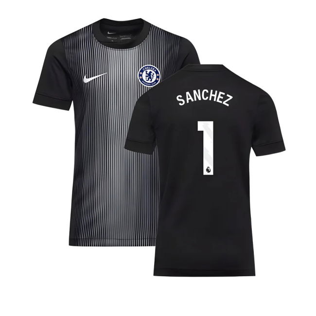 2025-2026 Chelsea Home Goalkeeper Shirt (Black) - Kids (Sanchez 1)