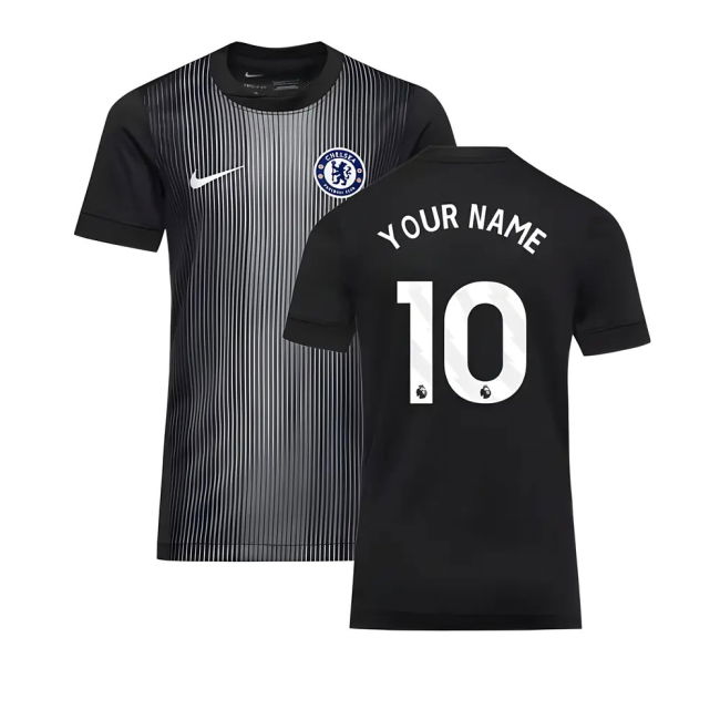 2025-2026 Chelsea Home Goalkeeper Shirt (Black) - Kids (Your Name)