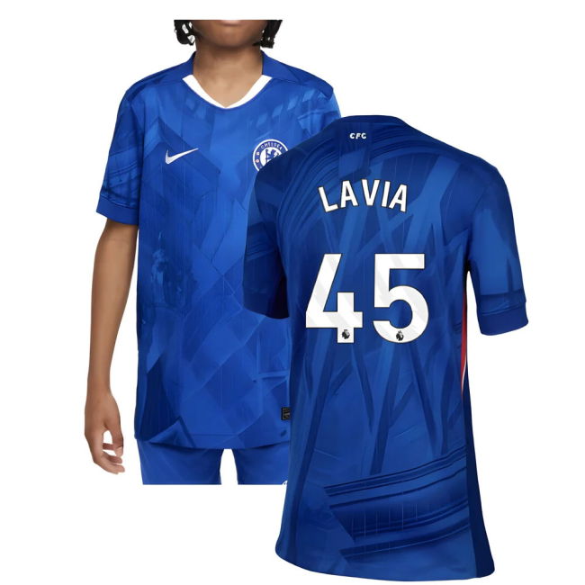 2025-2026 Chelsea Home Shirt (Kids) (Lavia 45)