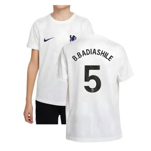 2025-2026 Chelsea Pre-Match Shirt (White) - Kids (B.Badiashile 5)