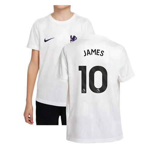 2025-2026 Chelsea Pre-Match Shirt (White) - Kids (James 10)