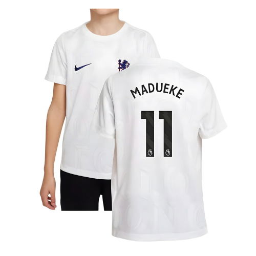 2025-2026 Chelsea Pre-Match Shirt (White) - Kids (Madueke 11)